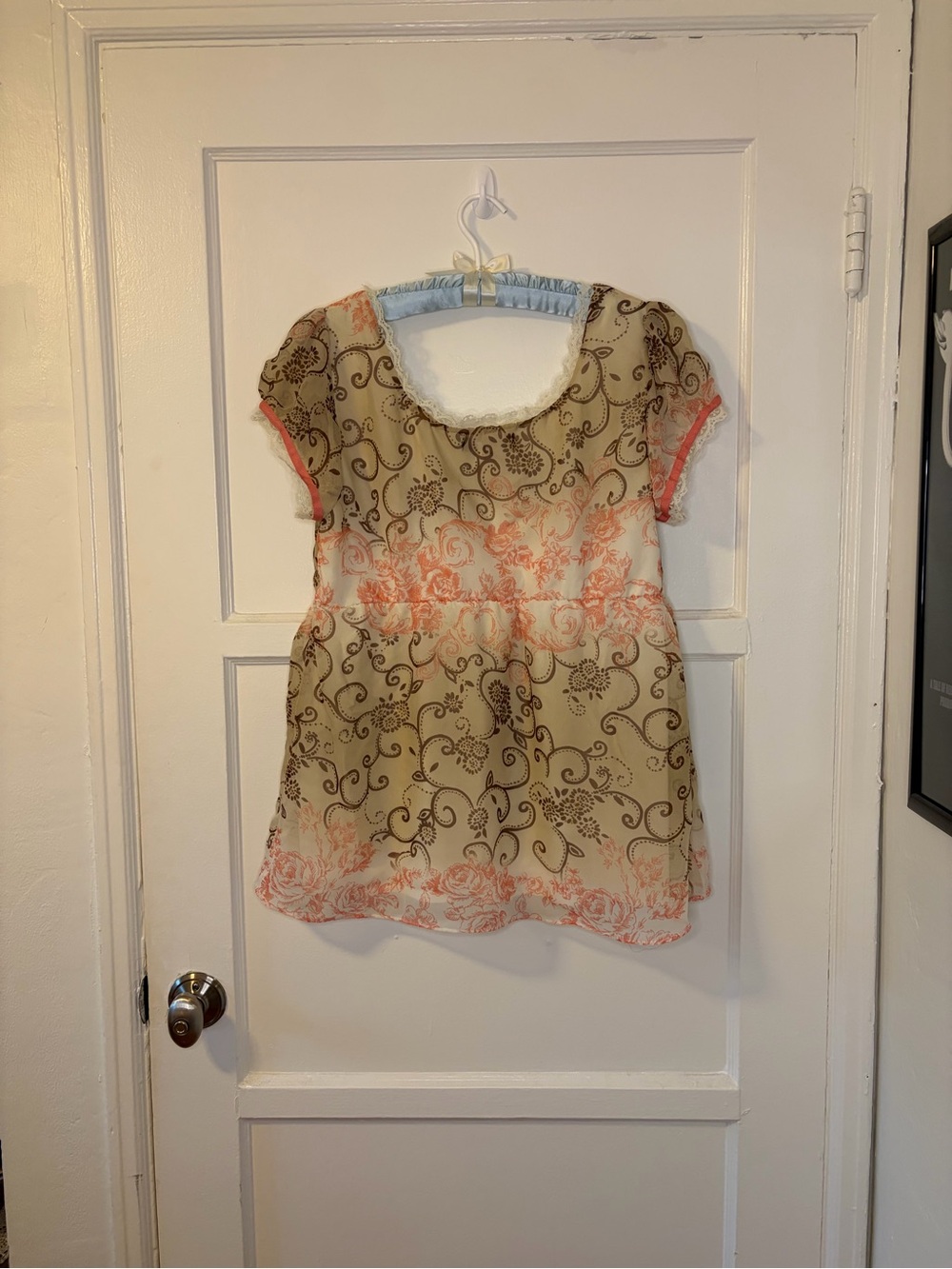 Vintage Paisley Kitschy Constance Marie Babydoll Blouse Top - Picture 3 of 4